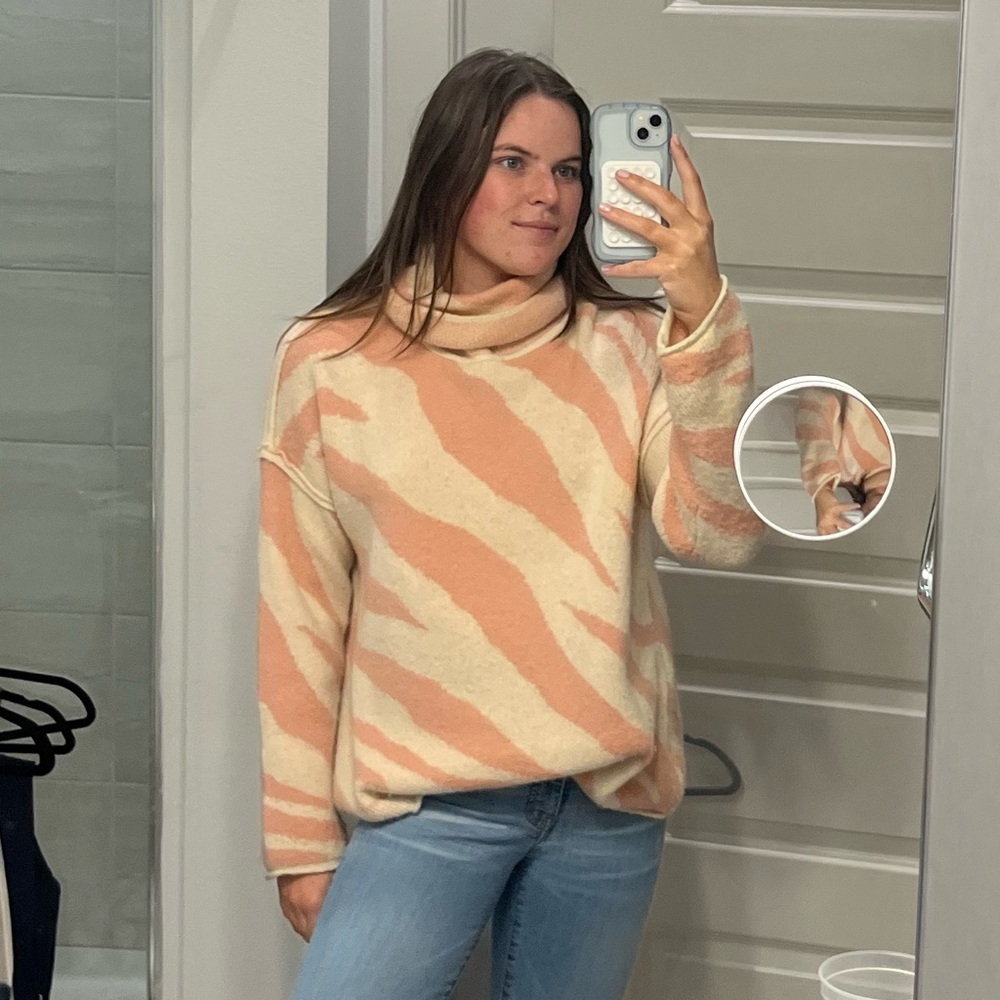 POL Pink & Cream Zebra turtleneck